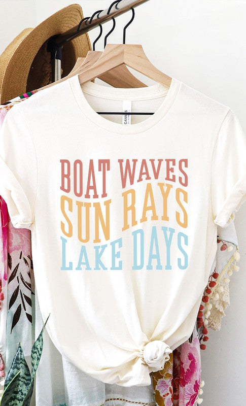 Boat Waves Sun Rays and Lake Days Graphic Tee