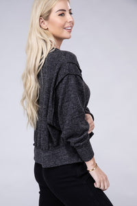 Brushed Melange Hacci Oversized Sweater - Ivy & Lanes