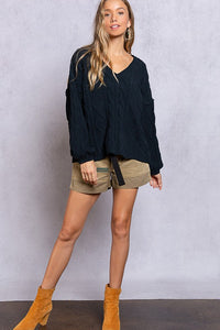 Dreamy V-Neck Sweater with Chain Detail - Ivy & Lane