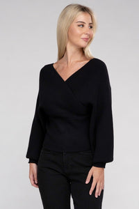 Viscose Cross Wrap Pullover Sweater - Ivy & Lane