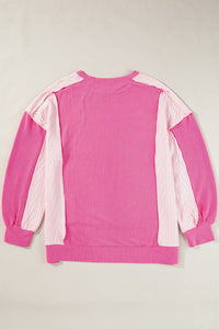 Women Knit Colorblock Exposed Seam Sweatshirt