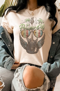 Retro Paradise City Guitar With Wings Graphic Tee