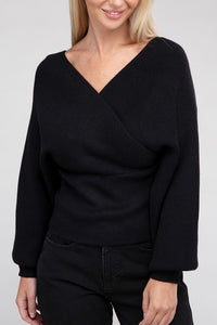 Viscose Cross Wrap Pullover Sweater - Ivy & Lane