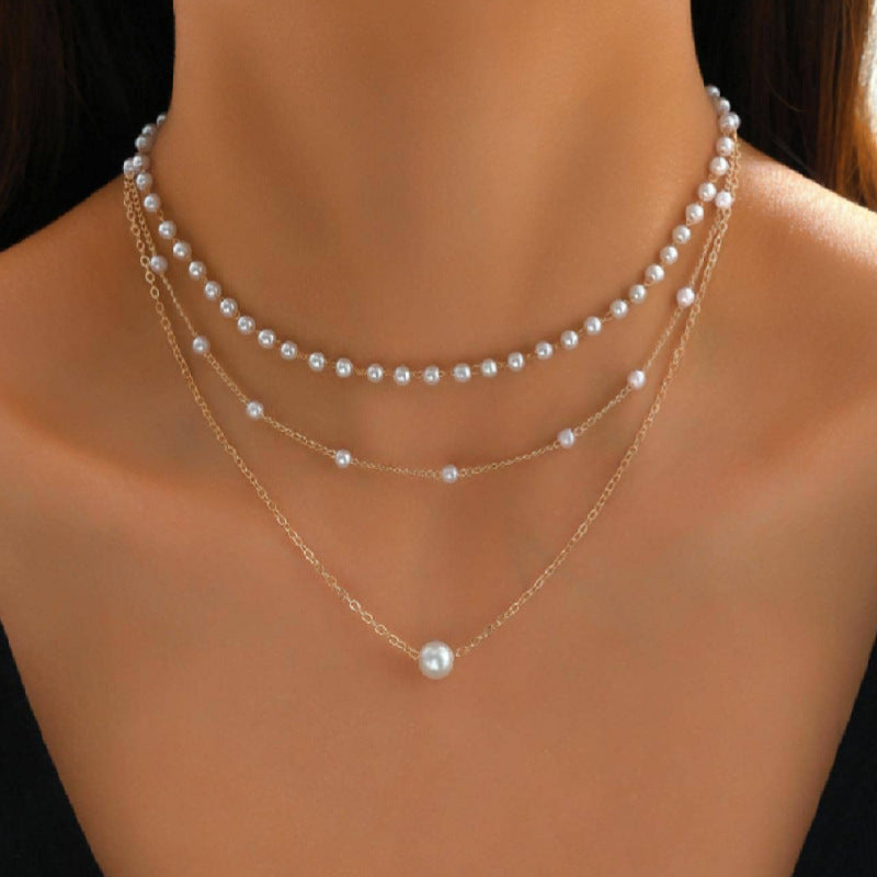 Retro Love Pearl Necklace Suit Trend Light Luxury Temperament
