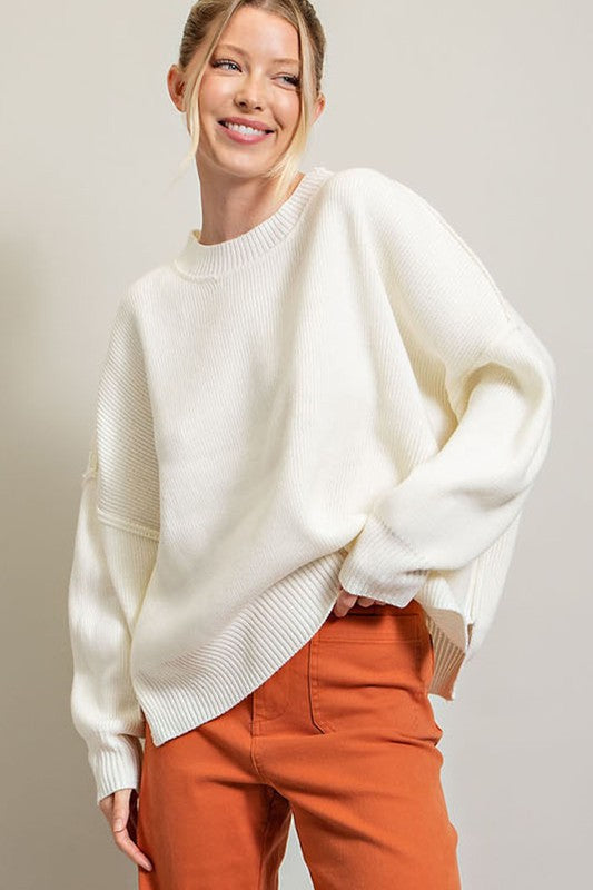 Long Sleeve Ribbed Sweater - Ivy & Lane