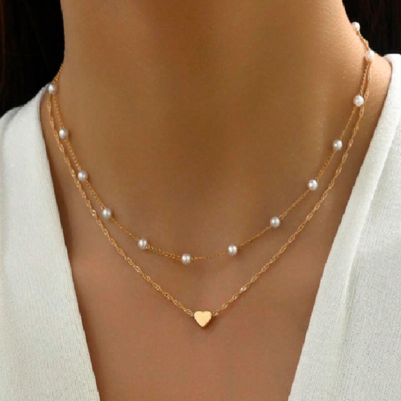 Retro Love Pearl Necklace Suit Trend Light Luxury Temperament