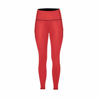 Womens Leggings With Pockets - Fitness Pants /  Chili Pepper Red