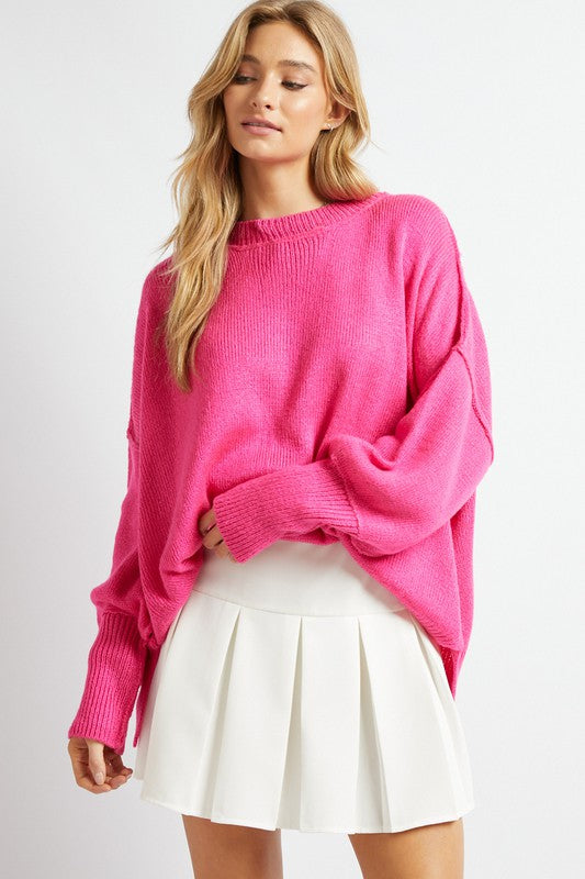 Plus Solid Boat Neck Long Sleeve Sweater - Ivy & Lane