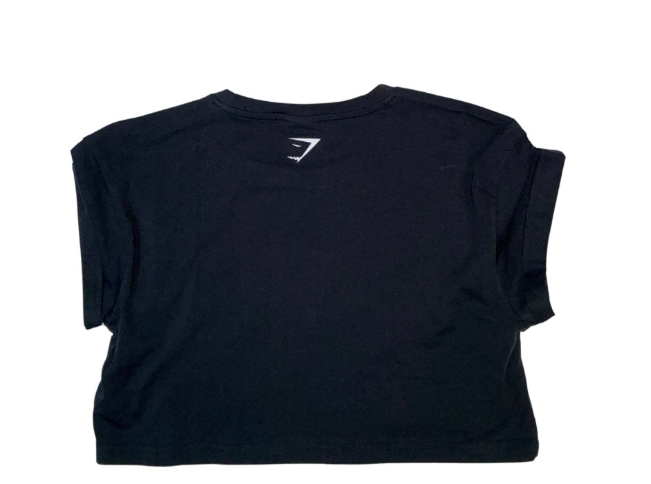 Gymshark women's crop top with front spellout and back logo – stylish gymwear – Ivy & Lane