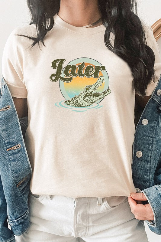 Later Alligator in Water Fun Animal Graphic Tee