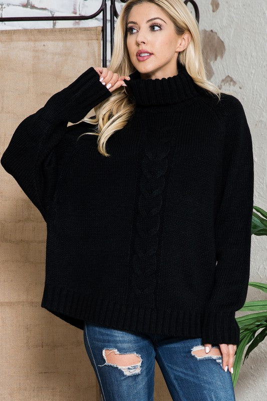 Solid Long Sleeve Turtleneck Sweater - Ivy & Lane