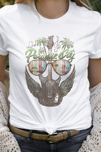 Retro Paradise City Guitar With Wings Graphic Tee