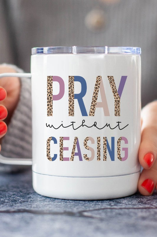 Leopard Pray Without Ceasing Stainless Steel Cup