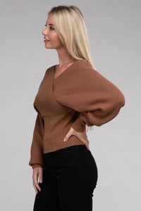 Viscose Cross Wrap Pullover Sweater - Ivy & Lane