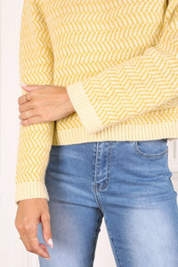 Herringbone pattern crew neck sweater - Ivy & Lane