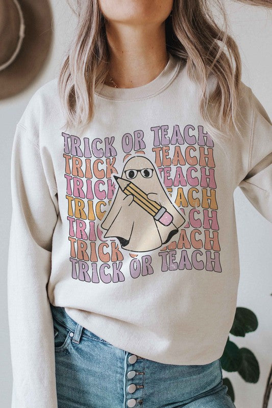 TRICK OR TEACH GHOST Graphic Sweatshirt