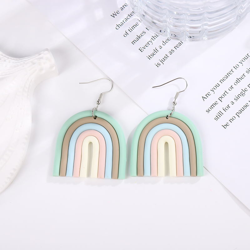Polymer Clay Rainbow Earrings Eardrops - Ivy & Lane