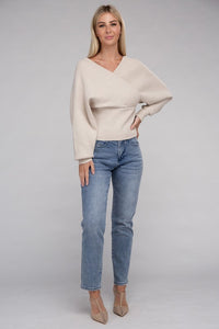 Viscose Cross Wrap Pullover Sweater - Ivy & Lane