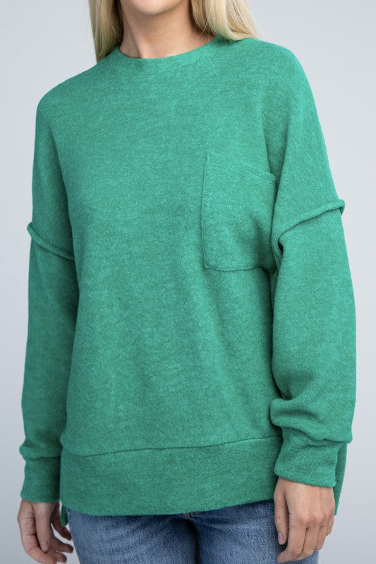 Brushed Melange Drop Shoulder Oversized Sweater - Ivy & Lane