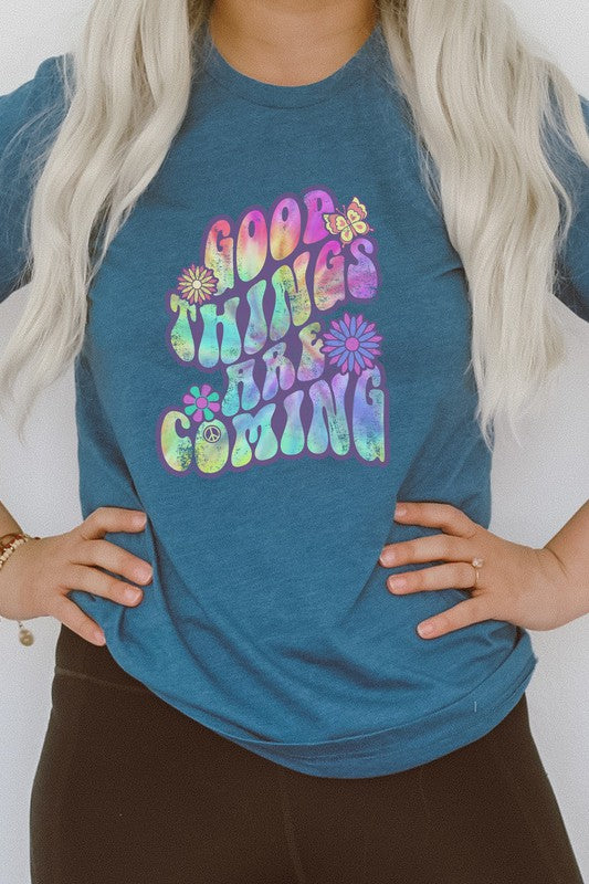 Good Things Are Coming Peacesign Flora Graphic Tee