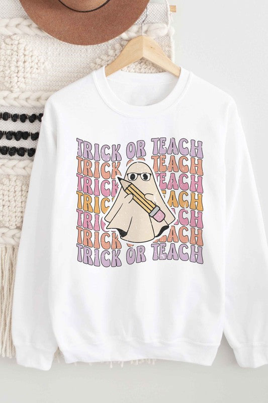 TRICK OR TEACH GHOST Graphic Sweatshirt