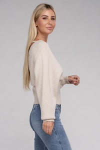 Viscose Cross Wrap Pullover Sweater - Ivy & Lane