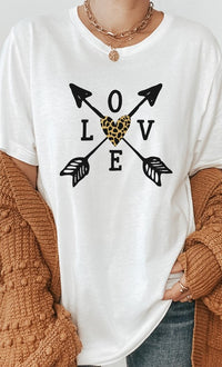 Love Metallic Leopard Heart Arrows Graphic Tee