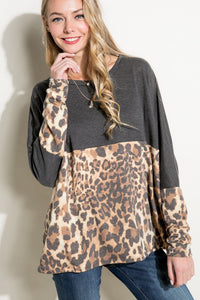 PLUS ANIMAL PRINT MIXED BOXY TOP