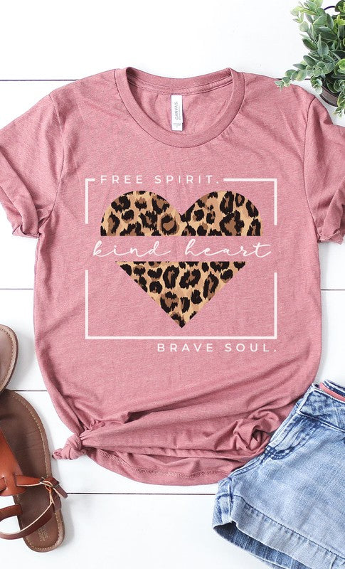 Free Spirit Leopard Heart Graphic Tee