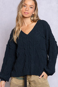 Dreamy V-Neck Sweater with Chain Detail - Ivy & Lane