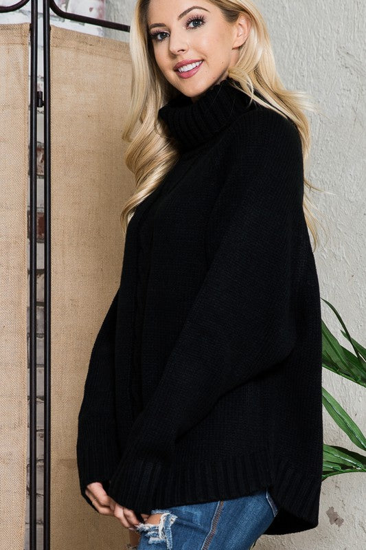 Solid Long Sleeve Turtleneck Sweater - Ivy & Lane