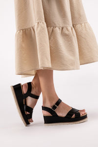 Clever-S Cross Strap Wedge Sandals