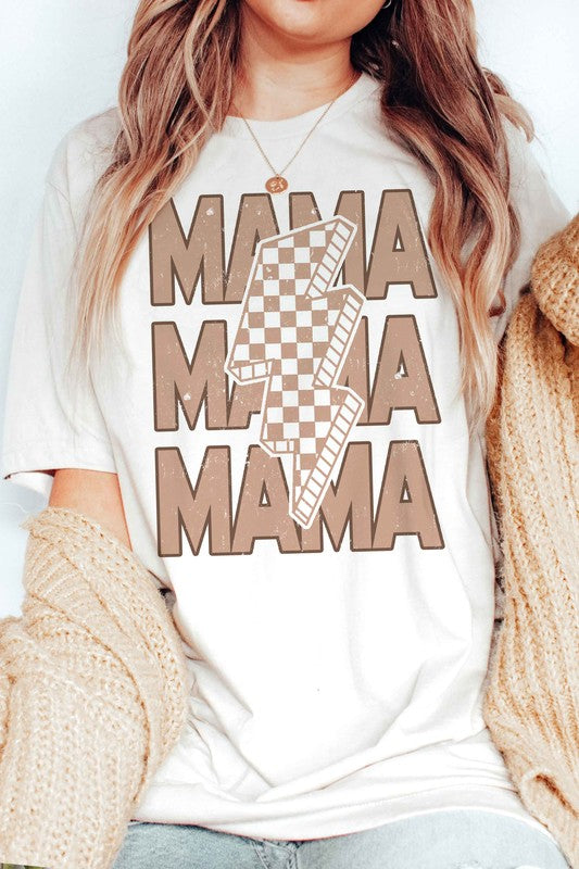 CHECKERED LIGHTNING MAMA Graphic Tee