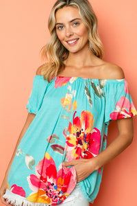 PLUS FLORAL OFF SHOULDER TOP