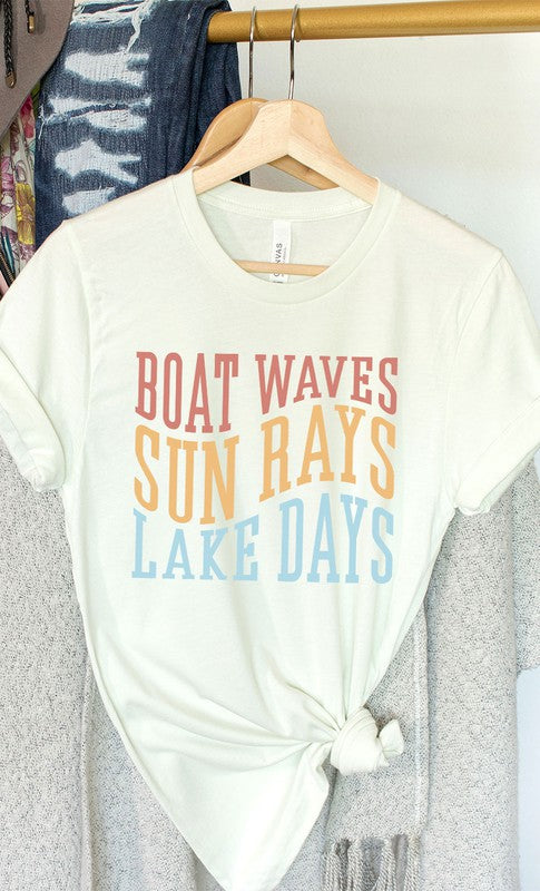 Boat Waves Sun Rays and Lake Days Graphic Tee PLUS size