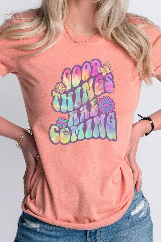 Good Things Are Coming Peacesign Flora Graphic Tee