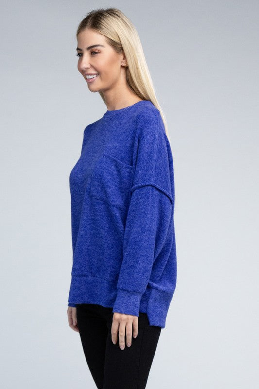 Brushed Melange Drop Shoulder Oversized Sweater - Ivy & Lane