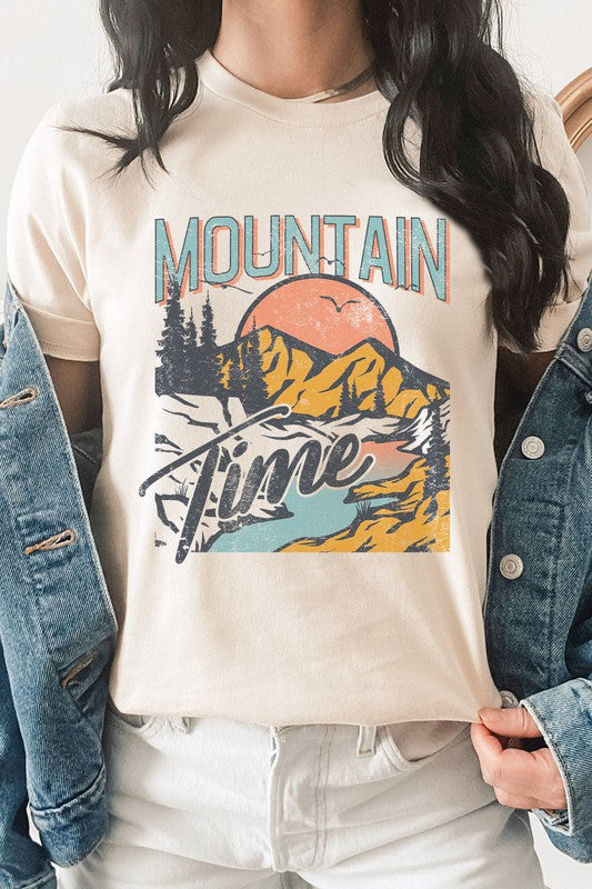 Mountain Time River Sunrise Summer Graphic Tee