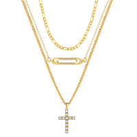 New Fashion Simple Personality All-match Clipped Button Cross Necklace