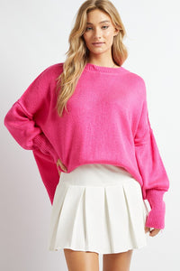 Plus Solid Boat Neck Long Sleeve Sweater - Ivy & Lane