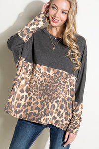 PLUS ANIMAL PRINT MIXED BOXY TOP