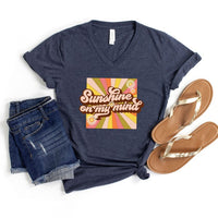 Retro Sunshine On My Mind Graphic V-Neck Tee