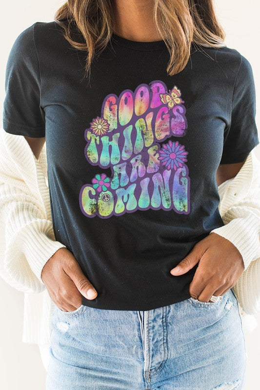 Good Things Are Coming Peacesign Flora Graphic Tee