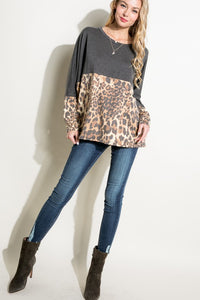 PLUS ANIMAL PRINT MIXED BOXY TOP