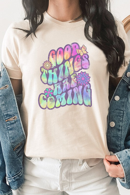 Good Things Are Coming Peacesign Flora Graphic Tee