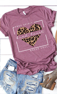 Free Spirit Leopard Heart Graphic Tee