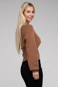 Viscose Cross Wrap Pullover Sweater - Ivy & Lane