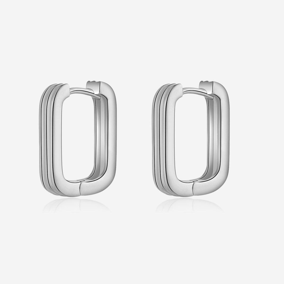 New Simple And Versatile S925 Silver Rectangular Geometric Earrings
