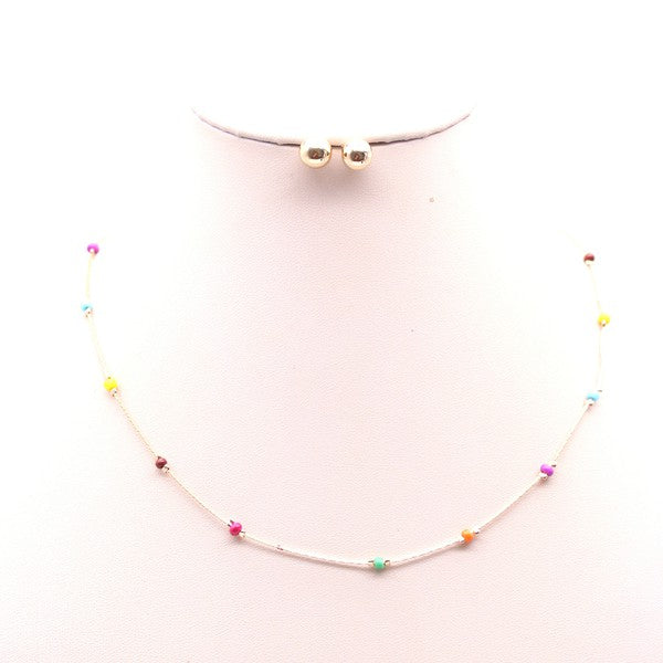 MULTI COLORED BEAD CHARM NECKLACE SET - Ivy & Lane