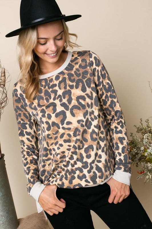 PLUS CHEETAH PRINT SWEATSHIRT